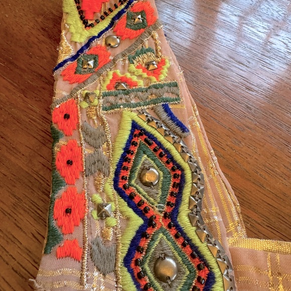 Anthropologie Sunlight Hours Tank Pink Metallic Embroidery - Picture 5 of 8